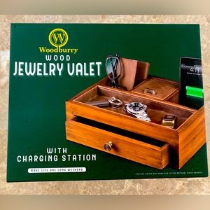 Wooden jewelry box with charging station